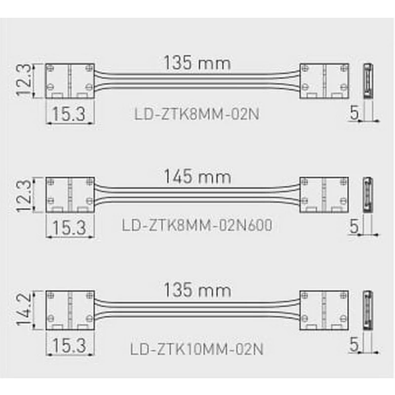 Соединитель GTV угловой для светодиодных лент 8 мм с кабелем 15 см 600 LED - 2