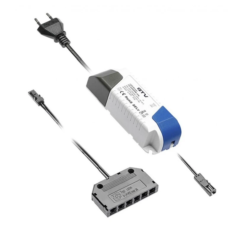Комплект: трансформатор GTV LD-ZASPRO12W-30 + кабель 2м з дистриб'ютером х6 міні AMP