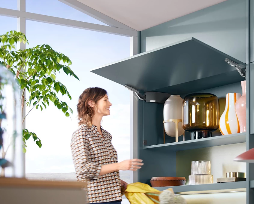 Комплект Blum AVENTOS HK top силовий механізм 23 TIP-ON  дерев’яний фасад  AVHKt-23TTGR  Темно-сірий