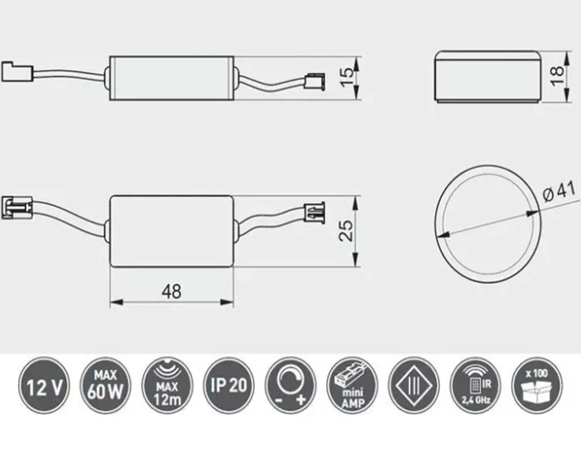 Выключатель сенсорный GTV беспроводной on-off (возможность дополнительного кодирования) Черный - 2