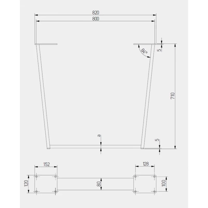 Каркас для столу GTV NM-INDUSTRIA-T20-710X820-20M 710x820мм Чорний - 2