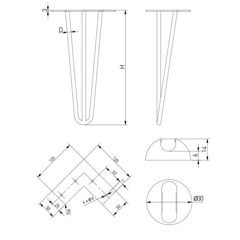 Опора для стола GTV NM-ARTO-10-3R406-20M Чорна - 2