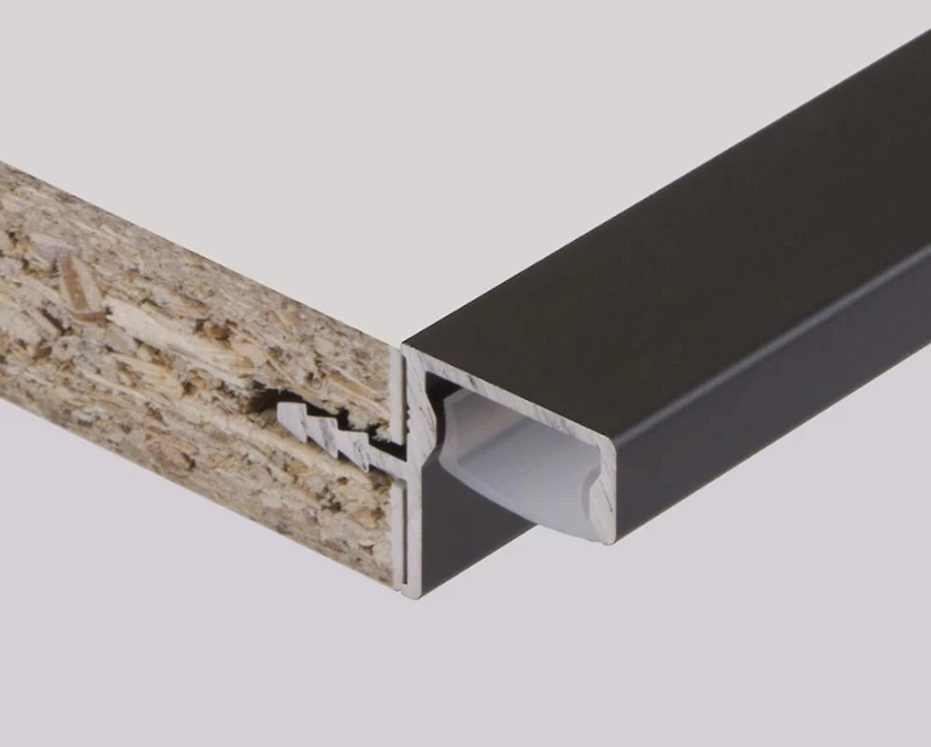 Профиль для фасадов без ручек (ФБР) в верхний модуль под LED-подсветку L=5950мм Черный