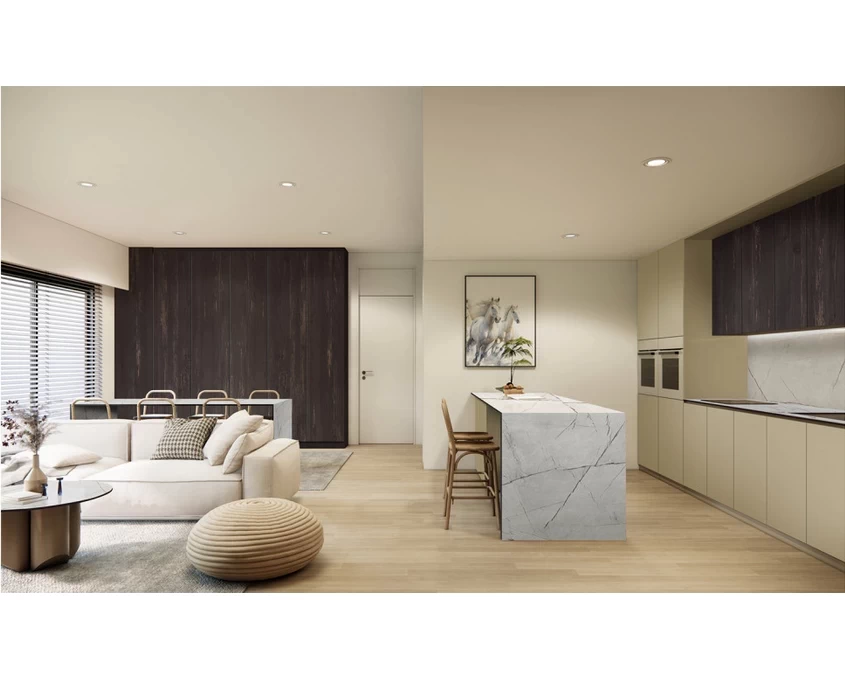 Плита LuxeForm Compact HPL 4200x1400x12мм L147 Мрамор Милтон / черное ядро - 2