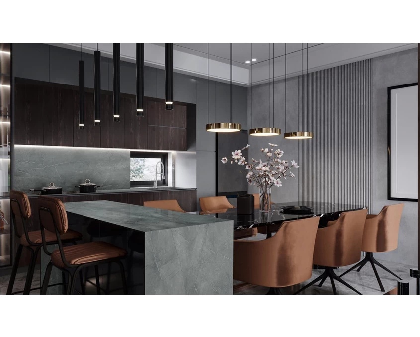 Плита LuxeForm Compact HPL 4200x1400x12мм L149 Мрамор Кастилия / серое ядро - 2