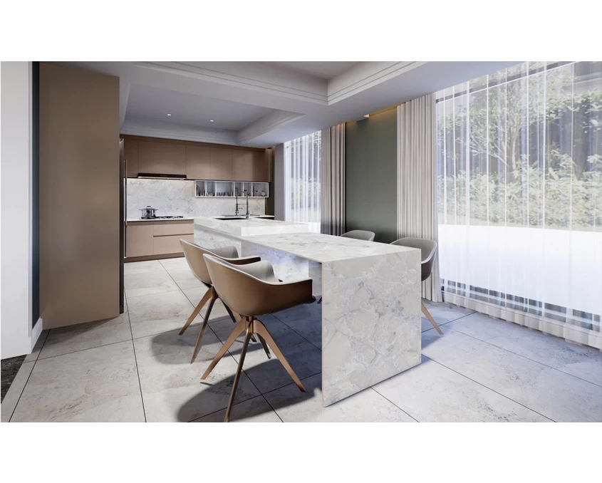 Плита LuxeForm Compact HPL 2097x1300x12мм S353 Мрамор Лаура / белое ядро - 2