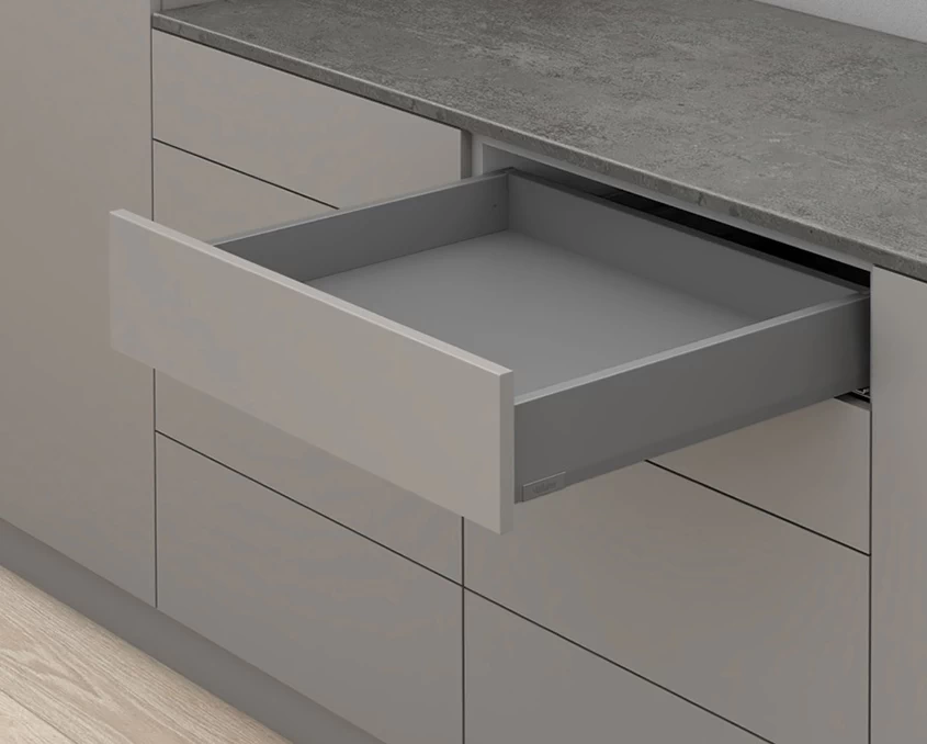 Шухляда стандартна Blum MERIVOBOX NL=600мм 70кг M=91мм TIP-ON BLUMOTION MVX-M600M70OG-st Оріон сірий