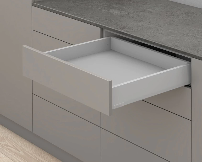 Шухляда стандартна Blum MERIVOBOX NL=600мм 70кг M91мм TIP-ON BLUMOTION MVX-M600M70IG-st Індіум сірий