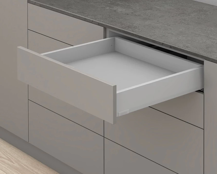 Шухляда стандарт Blum MERIVOBOX NL=550мм 70кг М=91 мм TIP-ON BLUMOTION MVX-M550M70IG-st Індіум сірий