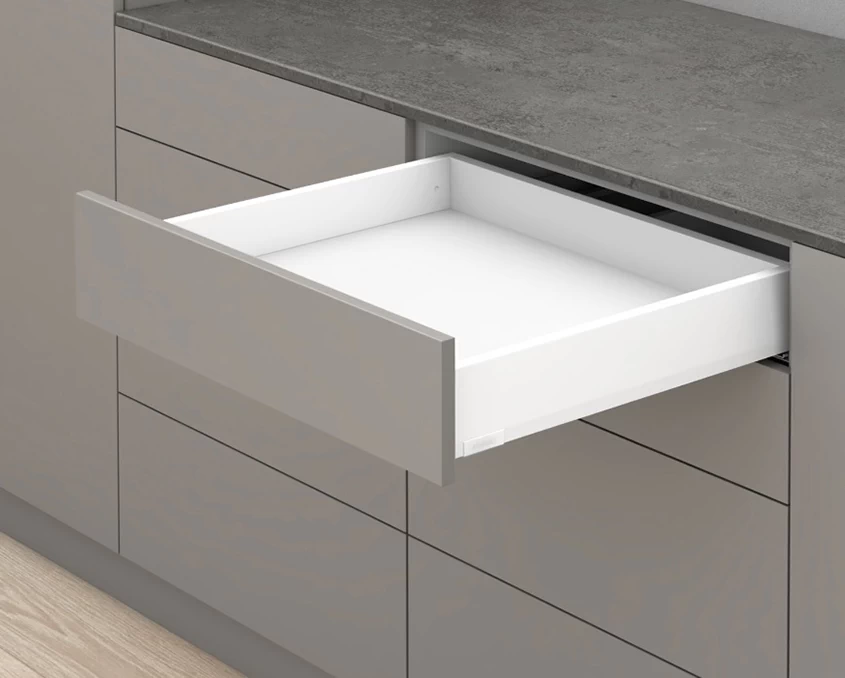 Шухляда стандартна Blum MERIVOBOX NL=550мм 70кг M=91мм TIP-ON BLUMOTION MVX-M550M70SW-st Білий шовк