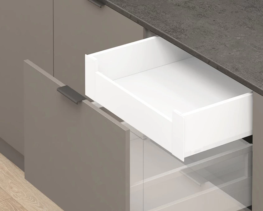 Шухляда стандартна Blum MERIVOBOX NL=500мм 40кг К=129мм TIP-ON BLUMOTION MVX-K500M40SW-st Білий шовк