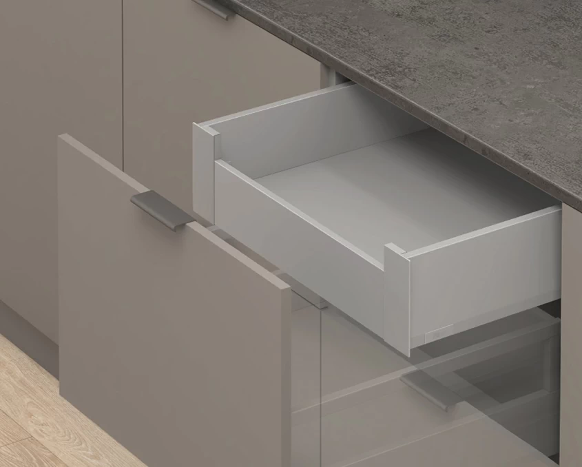 Шухляда стандарт Blum MERIVOBOX NL=500мм 40кг К129 мм TIP-ON BLUMOTION MVX-K500M40IG-st Індіум сірий