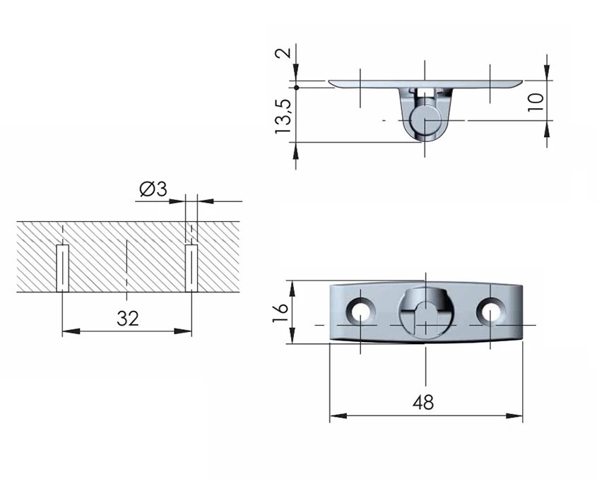 Крепление газового лифта K12 Italiana Ferramenta к фасаду под прикручивание 48080100YA Никель - 2