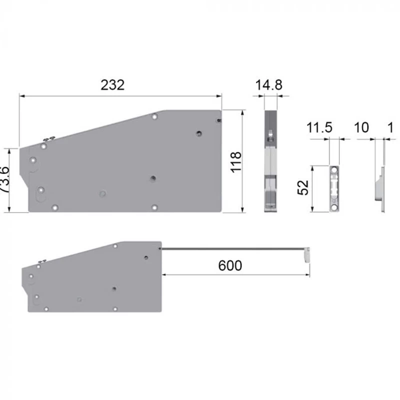 Комплект для механізму KIARO Italiana Ferramenta для відкривання фасаду вниз 46006000YA Нікель - 2