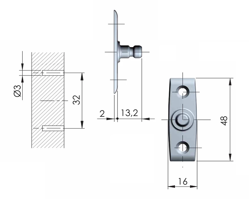 Кріплення газового ліфта K12 Italiana Ferramenta до боковини під прикручування 48080120YA Нікель - 2