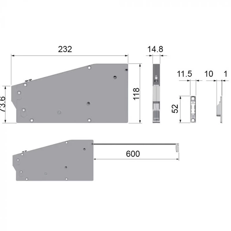 Механізм Italiana Ferramenta KIARO для відкривання фасаду вниз Нікель - 2