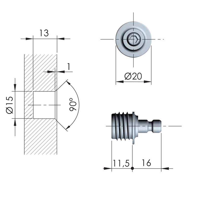 Крепление газового лифта K12 Italiana Ferramenta к боковине под запрессовку 48040120YA Никель - 2