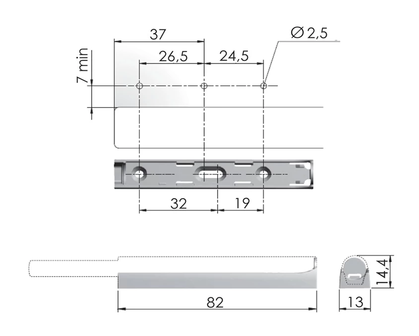 Крепление Italiana Ferramenta для накладного выталкивателя K-Push 36мм 55112010IJ Серый - 2
