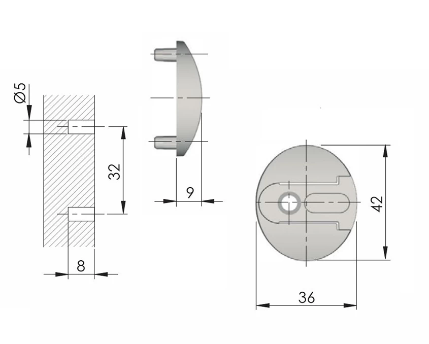 Крепление газового лифта KRABY Italiana Ferramenta к боковине под запрессовку 42901010YC Никель - 2