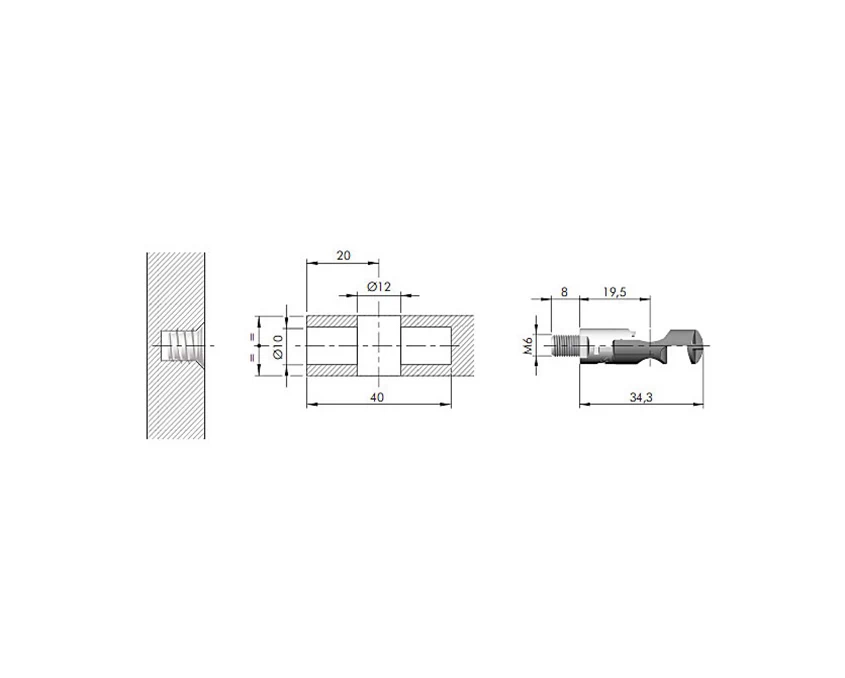 Дюбель Italiana Ferramenta М6 к мебельной стяжке Target J12 21807160ZN Цинк - 2