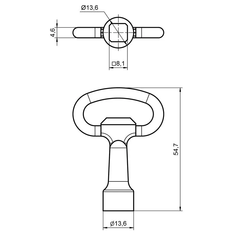Ключ квадрат щитовий D=8мм RZ L18.8 Сталь - 2