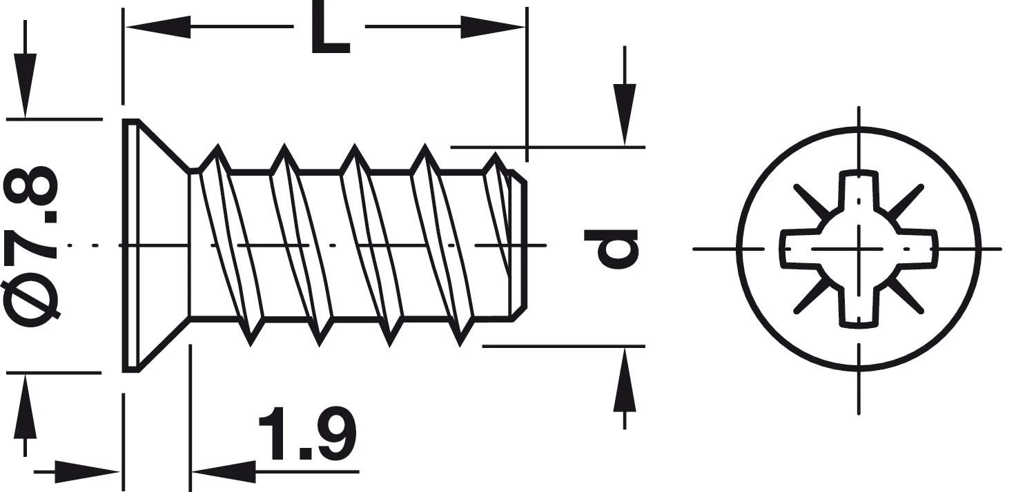 Єврошуруп Hafele Basic 5х13 під напрямні 012.15.923 Цинк (6х13) - 4