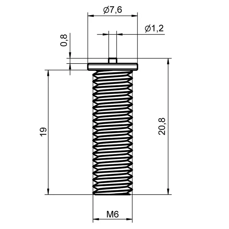 Шпилька приварная RZ WP620 М6x20 - 2