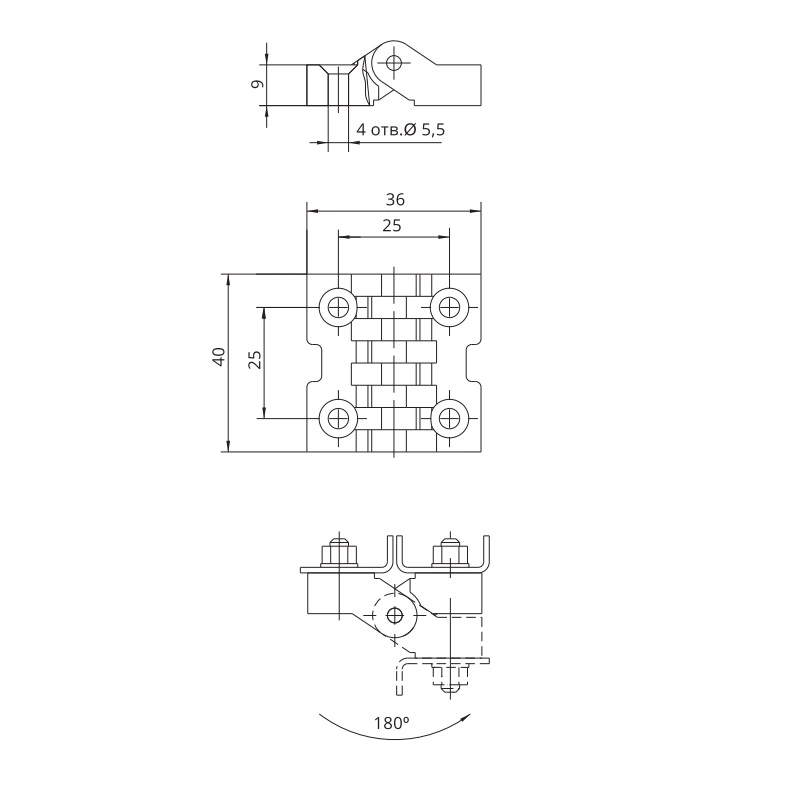 Шарнир пластиковый RZ H1140.2.2.1 для электрошкафа - 2