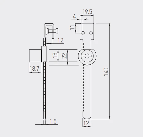 Замок GTV внутрішній GTV ZZ-G0-328-01 для скляних вітрин - 2
