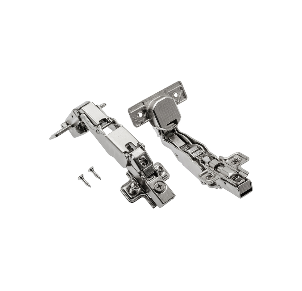 Петля GTV ZM-HCKT165-3DBEO-S гидравлический угловой 165°, H=0, эксцентриковая регулировка на высота ответной планки и плеч